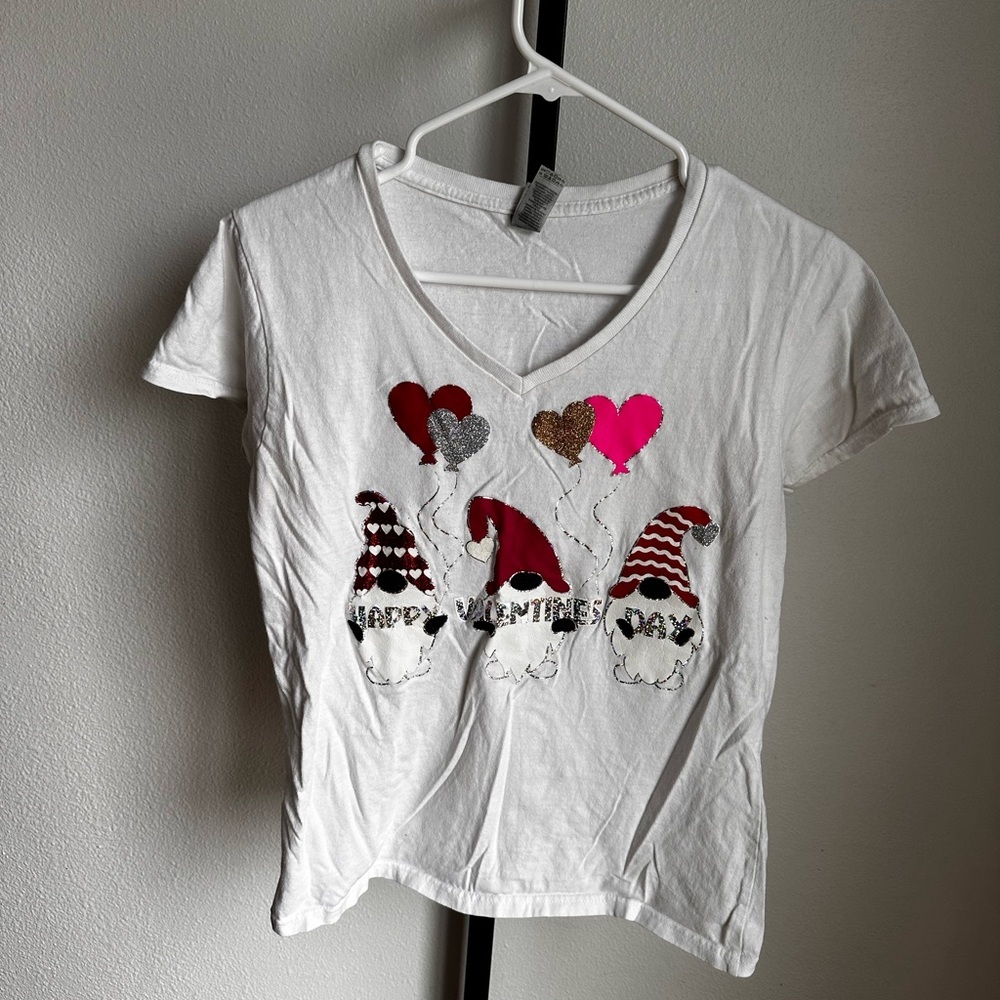 Valentines gnome sparkly shirt size medium
